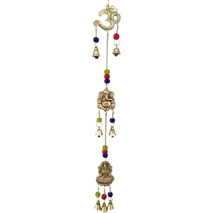 Colgante de pared de latón 'Lakshmi Ganesha Om' novedad y decoración creativa para el hogar carillón de viento para la buena suerte - Product Image 2