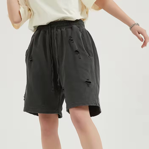 Shorts en tissu French Terry personnalisés, design 2026, effet délavé vintage, imprimés, de qualité supérieure, streetwear - Product Image 5