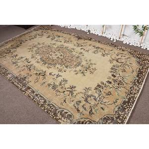 Vintage Turkish Rug Beige-<b>Brown</b> 6.2 X 10.4ft Large Area <b>Wool</b> Latex Backing Rectangular Abstract Pattern for Hallway Room Decor - Product Image 3