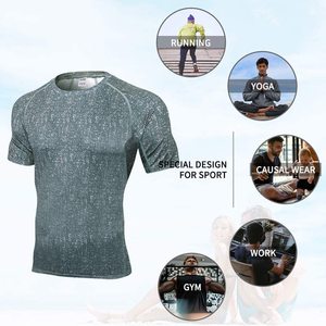Nouveaux t-shirts de sport en bambou pour hommes, vente en gros, chemise de gymnastique vierge - Product Image 3