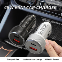 OEM ODM 45W PD Pengisi Daya Cepat Mini untuk Mobil QC3.0 Dua Port Kompatibilitas Universal Pengisi Daya Mobil