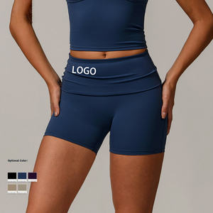 Pantalones cortos de entrenamiento de secado rápido de cintura alta personalizados elásticos para yoga y gimnasio para mujer - Product Image 2