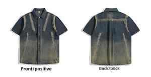 เสื้อเชิ้ตเดนิมทรงวินเทจเท่ๆ ลายสก็อต แขนยาว สไตล์ลำลองแฟชั่นสตรีท  รักษ์โลก  สำหรับผู้ชาย  ดีไซน์เฉพาะตัว - Product Image 3