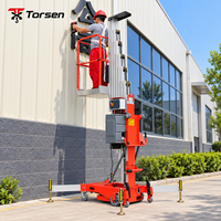 Plateforme de travail aérienne verticale à mât unique télescopique électrique en aluminium 6,7-14m 120-150kg