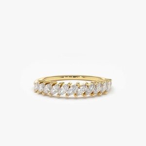 Exquisita alianza de boda con diamante marquise cultivado en laboratorio de 0.40 ct, claridad E-F VVS, en oro macizo de 14K, anillo de compromiso con engaste de garras, muy solicitado. - Product Image 1