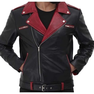 Chaqueta de motorista de cuero real transpirable con cremallera para hombre con forro negro acolchado y bolsillos interiores exteriores OEM al por mayor 2024 - Product Image 5