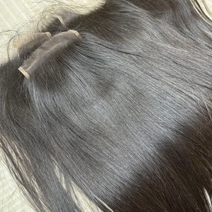 Prix de gros, cheveux humains vierges indiens Remy, double trame, cheveux bruts de haute qualité, lisses, fermeture en dentelle HD 9x6 - Product Image 2