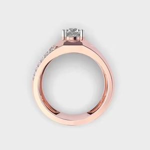 แหวนแต่งงานสีทอง14K สุดหรูของผู้ชายสไตล์ตราสัญลักษณ์ประดับเพชรทรงกลมแบบไม่มีสีชุดสายคาดกว้างผลิตในสไตล์ - Product Image 2