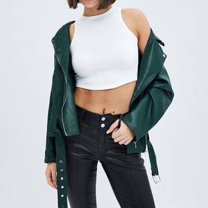 Nouveau femmes 100% véritable peau d'agneau doux vert cuir matelassé respirant automne mode veste - Product Image 5