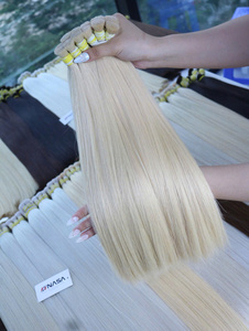 NASA Hair Bac Ninh Raw Blonde PLA02 Bulk High Quality 100% Virgin Natural Vietnamese Human Hair Machine Double Weft Extension - Product Image 3