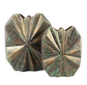 Tendance Fabriqué À La Main Moderne Patine Finition Coulé En Métal Table Top Décoratif Fleur Vase Forme Ronde pour La Décoration De La Maison - Product Image 5