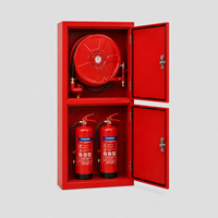 Armoire murale à double compartiment pour tuyau d'incendie et extincteur, en acier rouge, armoire de sécurité incendie KHi KHI-FC-02