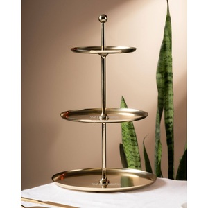 Soporte de pastel de Metal redondo dorado de alta calidad, 3 niveles para boda, fiesta de cumpleaños, pastel de mesa, soporte de exhibición para servir galletas - Product Image 1