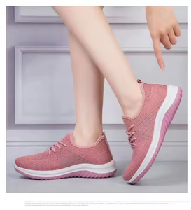 Women's Casual Fashion Jogging Fitness Gym <b>Sneakers</b> Breathable Mesh Upper with Cow <b>Leather</b> PVC Lining Low Price Rubber Out-Sole - Product Image 5