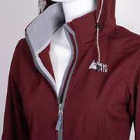 Veste à capuche innovante pour femme en tissu non tissé thermocollé, coupe sans couture, couleur café foncé, fermeture éclair, coupe-vent, service OEM NP