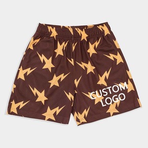 Pantalones Cortos de Baloncesto de Malla para Hombre de Alta Calidad al por Mayor, con Logotipo Personalizado, Cintura Elástica, Pantalones Cortos Deportivos para Adultos, Diseño Sublimado - Product Image 2