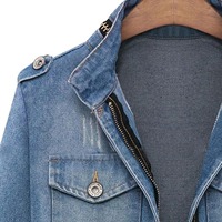 Vestes en jean pour femmes de haute qualité, boutonnées, ornées de perles, coupe ample, décontractées, en tissu polyester/coton écologique, couleur automne/printemps, devant