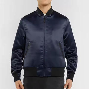 Blouson aviateur personnalisé en satin style vol vintage pour hommes léger en soie simple prêt pour l'hiver avec fermeture à ceinture - Product Image 4