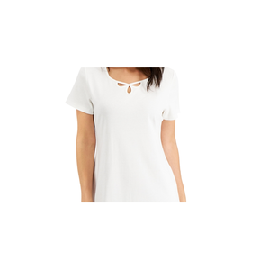 Abito da donna Karen Scott con scollo a cuore e dettagli all'uncinetto, traspirante, bianco, taglia grande, lunghezza maxi, naturale, per il giorno del club - Product Image 2