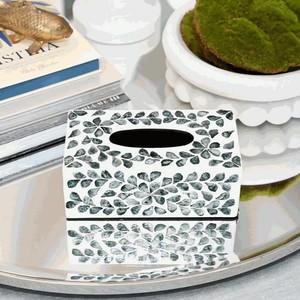 Boîte à mouchoirs en nacre écologique en gros, forme rectangulaire, incrustation de coquille verte, décorative pour la salle de bain, la maison, l'hôtel - Product Image 5