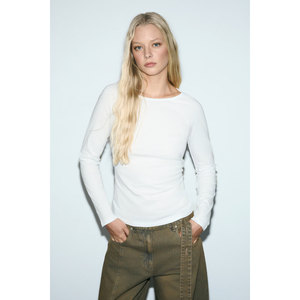 Chemise à manches raglan et col bateau en coton biologique pour femme GRIMELANGE KARAKOLA, coupe ajustée - Product Image 1