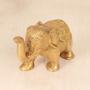Sculptures d'éléphant en bronze doré en laiton indien fait à la main Figurine Statue Home Decor Articles cadeaux Longueur: 15.00 CM SNH-905 - Product Image 1