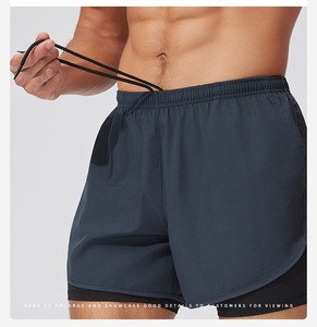กางเกงขาสั้นวิ่งสองชั้นสำหรับผู้ชายมีกระเป๋าหลังสำหรับเล่นกีฬาในยิมกางเกงขาสั้นแบบ2 in 1แห้งเร็วระบายอากาศได้ดีจัดส่งด้วย - Product Image 3
