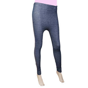 Collants en jean à lacets latéraux pour femmes - Bleu - Product Image 1