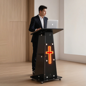 Bán hàng nóng trường bài giảng Bục Giảng Kính bục giảng hội nghị Bục Giảng Nhà thờ với đèn LED chéo triển lãm bài phát biểu bục - Product Image 5