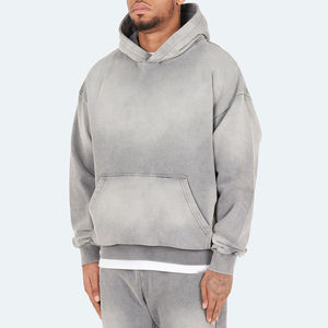 Sweat à capuche vintage personnalisé de qualité supérieure pour hommes, en coton épais, style français, effet délavé à l'acide - Product Image 2