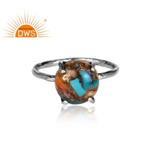 Fabricant de bijoux en argent sterling oxydé fait à la main Mojave cuivre bourdon turquoise pierre précieuse empilable - Product Image 2