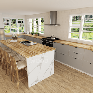 Meubles en bois de teck de haute qualité bord pleine longueur panneau solide collé pour les comptoirs intérieurs avec un doigt unique articulé - Product Image 2