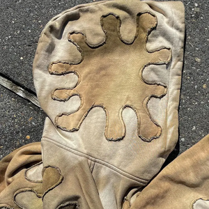 Sudadera con capucha bordada con parche de peso pesado directo del fabricante, ropa de calle Vintage lavada con ácido, algodón polar sin cuerdas, Invierno hecho a medida - Product Image 3