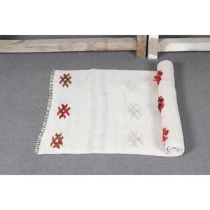Petit tapis turc vintage Kilim 1,7x3,2 pieds, tapis blanc du sud-ouest en laine - Product Image 5