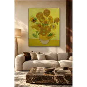 Impression sur toile Fida Van Gogh Tournesols dans un vase sur fond jaune - Product Image 2