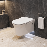 Wismart 107 Toilette intelligente murale en céramique avec évacuation en S, télécommande, capteur de pied, chasse d'eau automatique, désodorisation intégrée