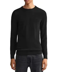 Хлопковый свитер с круглым вырезом черного цвета, оптовая продажа, лучший кардиган, трикотажная зимняя одежда, дышащие свитера высокого качества