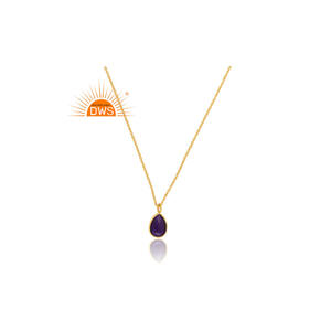 Venta caliente plata esterlina 18K chapado en oro doblete amatista cuarzo piedra preciosa colgante collar Demi joyería fina para mujeres - Product Image 1