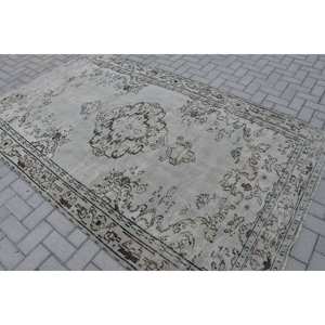 Alfombra turca Vintage de 5,3x8,7 pies, gris, Beige, área grande, lana, respaldo de látex, Patchwork, pasillo Rectangular para habitación de adolescentes, alfombra - Product Image 4