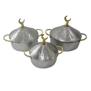 Set Of 3 High Standard Quality Custom Made Decorative Stainless Steel Newest Design Casseroles Serving Hot Pot - Product Image 4