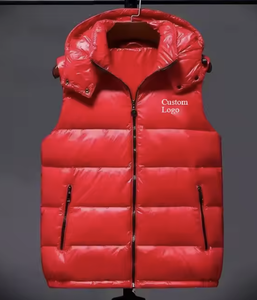 Chaleco clásico de burbujas sin mangas para hombre, desmontable, reversible, con capucha, acolchado, ropa exterior de invierno, logotipo personalizado, técnicas lavadas de Hip Hop - Product Image 4