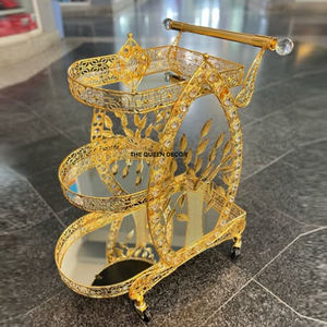 Chariot de service moderne en métal à 2 niveaux, nouvel arrivage, élégant, pour la maison, l'hôtel, le bureau, prix de gros, chariot plaqué or - Product Image 2