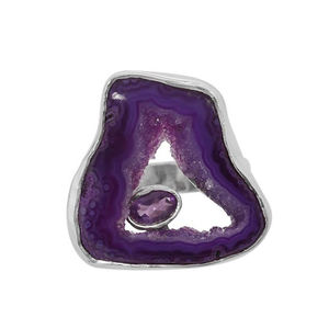 Anillo de piedras preciosas de amatista redondo clásico, Ágata púrpura Natural, joyería para bodas y fiestas - Product Image 1