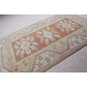 Tapis turc vintage, petit tapis de 2,6 x 4,1 pieds, tapis Ikat marron - Product Image 2