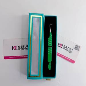 Pince à épiler pour cils GETUP BROSONS en acier inoxydable, pointe lisse, prise en main parfaite, longueur 10 mm, outils de précision, emballage en boîte, logo personnalisé - Product Image 3