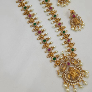 Iindian du sud Kundan Temple bijoux traditionnels Antique mariée mariage bijoux lourd plaqué or femmes ensemble de bijoux femmes - Product Image 1