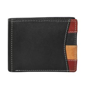 Men's Trendy Black Genuine Leather <b>Wallet</b> 12 Card Slots RFID Feature <b>Zipper</b> Closure Chain Decoration for Casual Formal Travel - Product Image 1