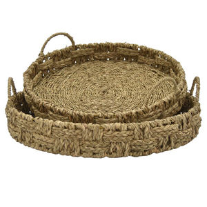 Plateau de service en jonc de mer rond naturel de conception chaude plateau de fruits tissé de fournisseur du Vietnam - Product Image 1