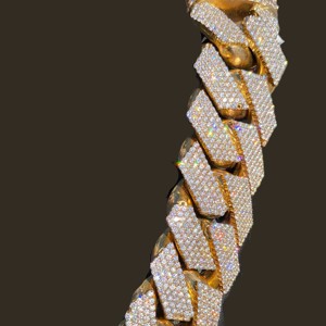 Custom 550 gramas 925 Prata Cubano Link Chain Big Rappers Hip Hop Estilo com <span class=keywords><strong>Moissanite</strong></span> Diamantes Amarelo Ouro Material para o Presente