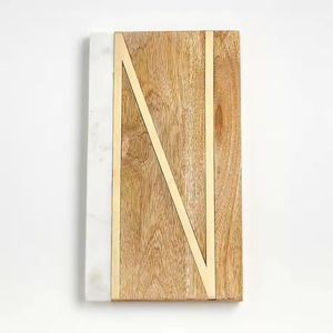 Bandeja redonda duradera de madera de acacia y mármol para servir, tabla de cortar de bambú para queso y verduras en la cocina - Product Image 2